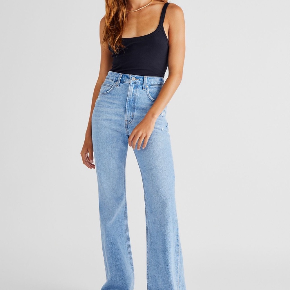 NWT Free People Marine Babe Easy Street Levi Flare Jeans size 31/12 - Picture 2 of 13